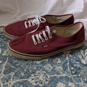 Vans Maroon Canvas Shoes with White Accents